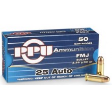 Munizioni cal. 6,35 (25 Auto) FMJ 50gr conf. 50 pezzi (PPU)