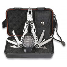 Set composto da valigetta + orologio nero + multitool